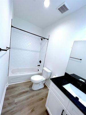 Bathroom, Interior, Recessed Lighting, Wood Texture Flooring