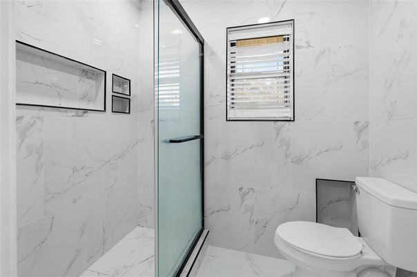 Bathroom, Glass Shower, Interior, Marble, Marble Walls
