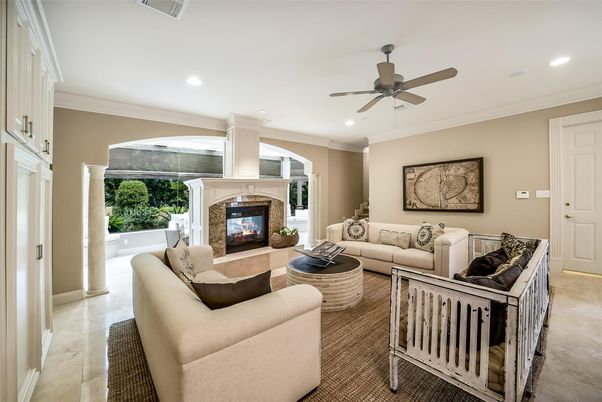 Fireplace, Interior, Living room, Recessed Lighting