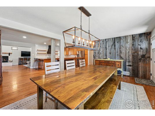 Chandelier, Dining room, Interior, Pendant Lights, Recessed Lighting, Wood Texture Flooring