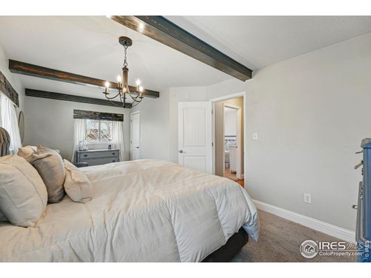 Bedroom, Chandelier, Interior, Wooden Beams