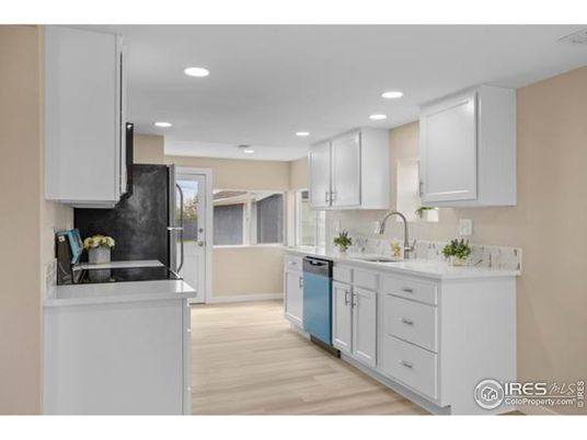 Interior, Kitchen, Recessed Lighting, Wood Texture Flooring