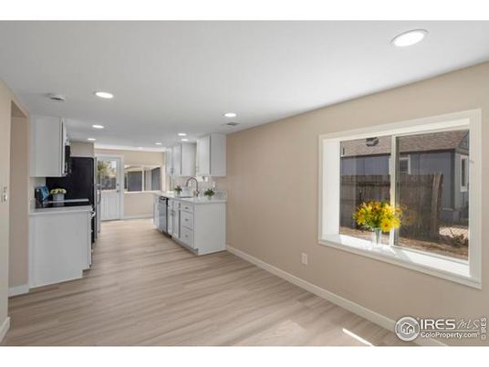 Interior, Kitchen, Recessed Lighting, Wood Texture Flooring