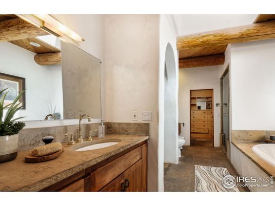 Bathroom, Dual Sink Vanities, Interior, Wooden Beams, Wooden Ceilings