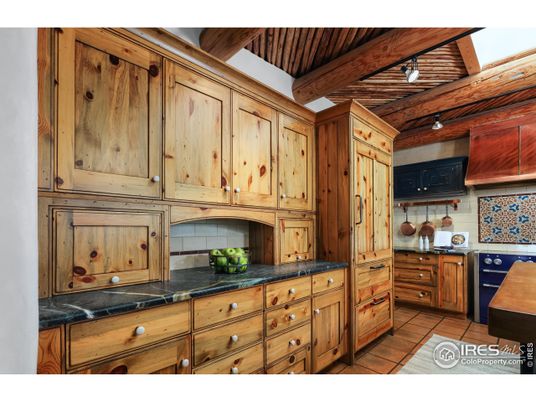 Interior, Kitchen, Tile Countertops, Wooden Beams, Wooden Ceilings, Wood Texture Flooring