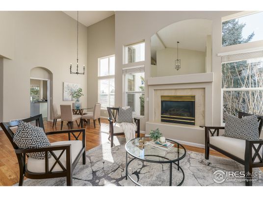 Dining room, Fireplace, Interior, Living room, Pendant Lights, Wood Texture Flooring