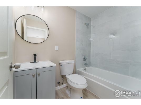 Bathroom, Interior, Marble Walls, Wood Texture Flooring