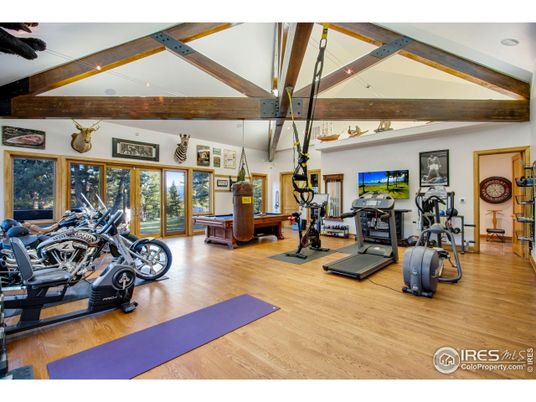 Fitness Equipment, Interior, Wooden Beams, Wood Texture Flooring