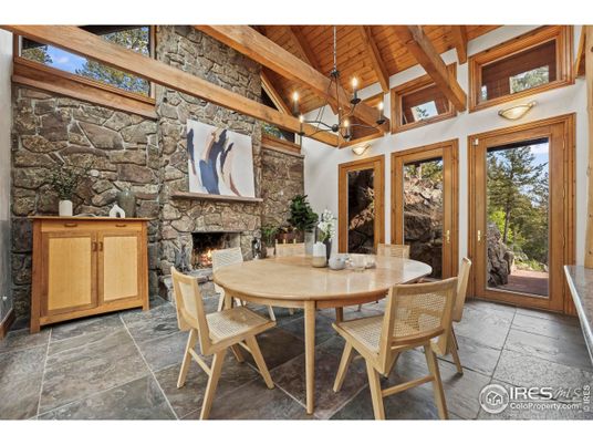 Dining room, Fireplace, Interior, Stone Walls, Wooden Beams, Wooden Ceilings