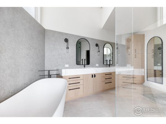 Bathroom, Dual Sink Vanities, Free Standing Baths, Glass Shower, Interior