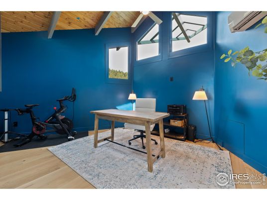 Fitness Equipment, Home Office, Interior, Wooden Beams, Wooden Ceilings, Wood Texture Flooring