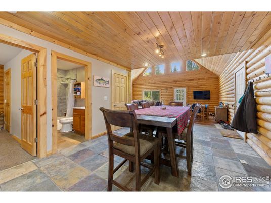 Bathroom, Dining room, Fireplace, Interior, Wooden Ceilings, Wooden Walls
