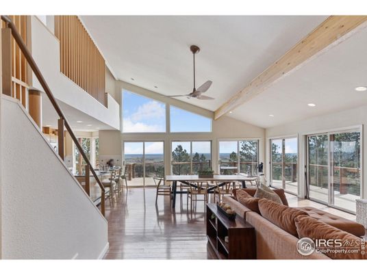 Dining room, Interior, Living room, Recessed Lighting, Wooden Beams, Wood Texture Flooring