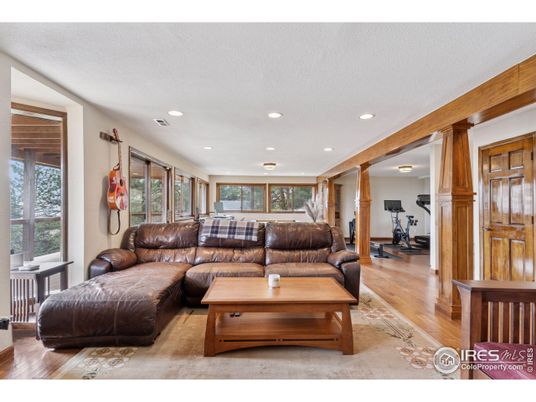 Fitness Equipment, Interior, Living room, Recessed Lighting, Wood Texture Flooring