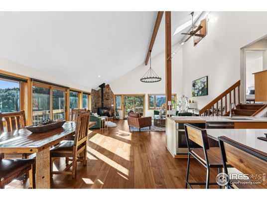Dining room, Fireplace, Interior, Living room, Wood Texture Flooring