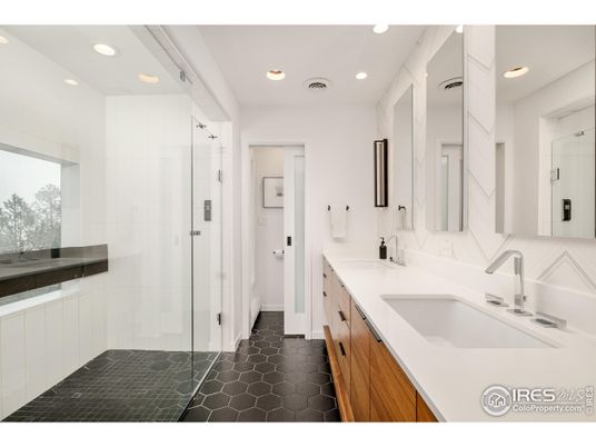 Bathroom, Dual Sink Vanities, Glass Shower, Interior, Recessed Lighting