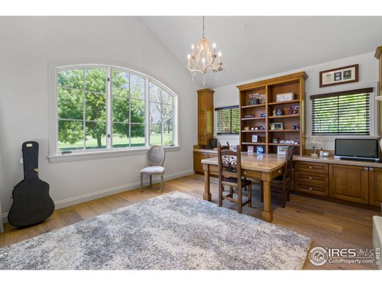 Chandelier, Home Office, Interior, Wood Texture Flooring