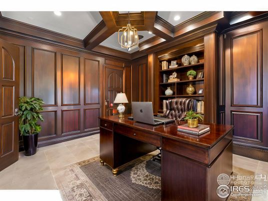 Home Office, Interior, Recessed Lighting, Wooden Beams