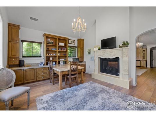 Chandelier, Dining room, Fireplace, Interior, Pendant Lights, Wood Texture Flooring