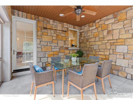 Dining room, Interior, Recessed Lighting, Stone Walls