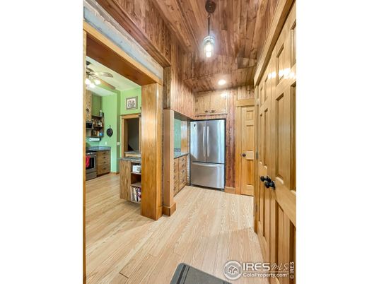 Interior, Kitchen, Recessed Lighting, Stainless Steel Appliances, Wooden Ceilings, Wood Texture Flooring