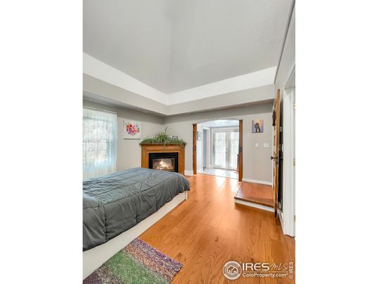 Bedroom, Fireplace, Interior, Wood Texture Flooring