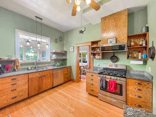 Interior, Kitchen, Pendant Lights, Stainless Steel Appliances, Wood Texture Flooring