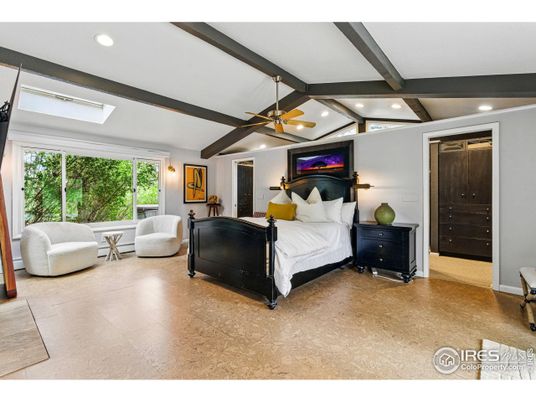 Bedroom, Interior, Recessed Lighting, Wooden Beams