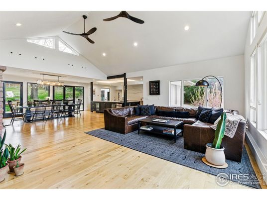 Dining room, Interior, Living room, Pendant Lights, Recessed Lighting, Wood Texture Flooring