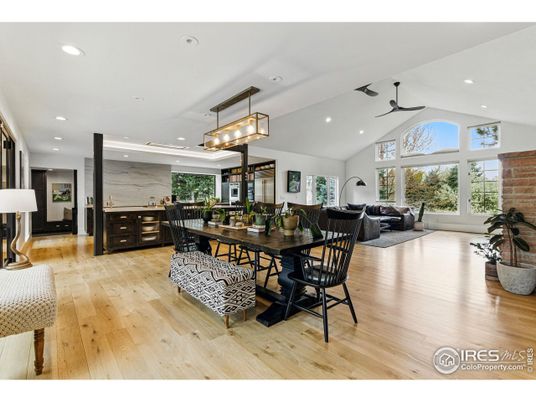 Dining room, Interior, Kitchen, Living room, Pendant Lights, Recessed Lighting, Wood Texture Flooring