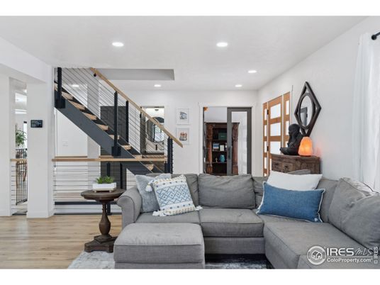 Interior, Living room, Recessed Lighting, Wood Texture Flooring