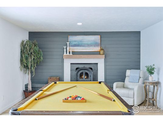 Billiard Table, Fireplace, Game Room, Interior, Recessed Lighting