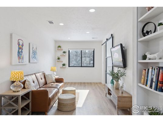Interior, Living room, Recessed Lighting, Wood Texture Flooring