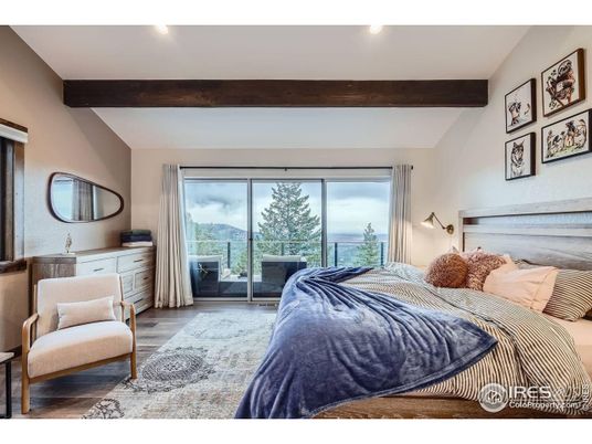 Bedroom, Interior, Recessed Lighting, Wooden Beams, Wood Texture Flooring