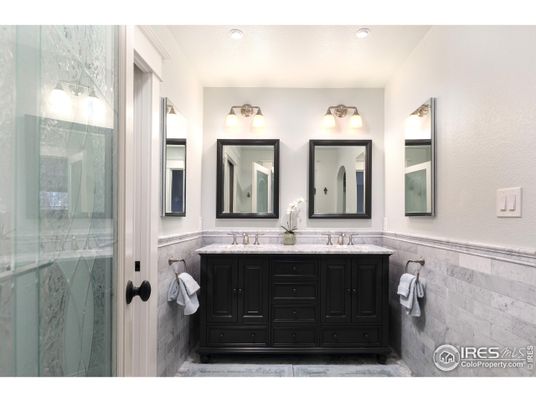 Bathroom, Dual Sink Vanities, Glass Shower, Interior