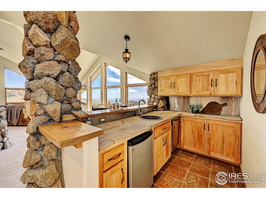 Interior, Kitchen, Pendant Lights, Stone Walls