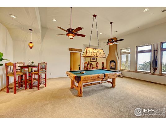 Billiard Table, Fireplace, Game Room, Interior, Pendant Lights, Recessed Lighting