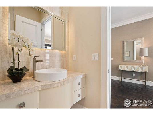 Bathroom, Interior, Tile Countertops, Wood Texture Flooring