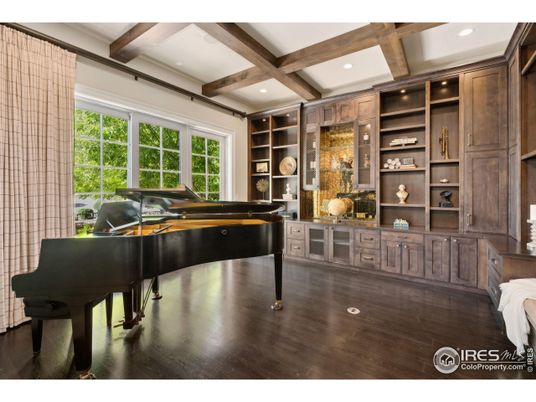 Interior, Piano, Recessed Lighting, Wooden Beams, Wood Texture Flooring