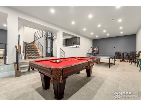 Billiard Table, Fitness Equipment, Game Room, Interior, Recessed Lighting