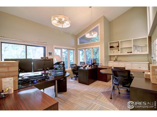 Home Office, Interior, Pendant Lights, Wood Texture Flooring