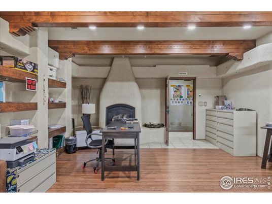 Home Office, Interior, Recessed Lighting, Wood Texture Flooring