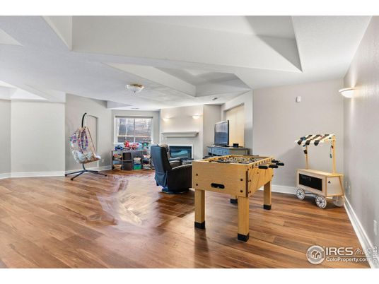 Fireplace, Game Room, Interior, Wood Texture Flooring