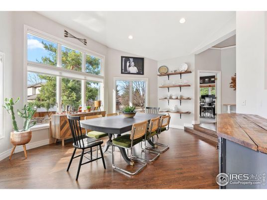 Dining room, Interior, Recessed Lighting, Wood Texture Flooring
