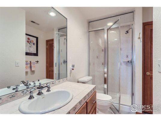 Bathroom, Glass Shower, Interior, Recessed Lighting, Tile Countertops