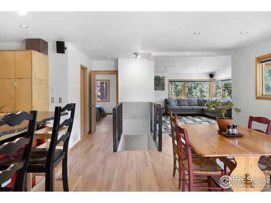 Dining room, Interior, Living room, Recessed Lighting, Wood Texture Flooring