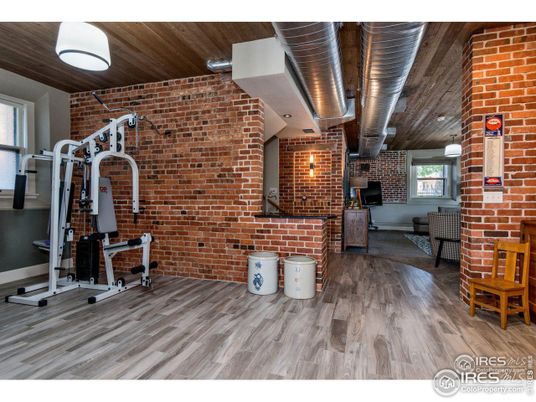 Fitness Equipment, Interior, Stone Walls, Wood Texture Flooring