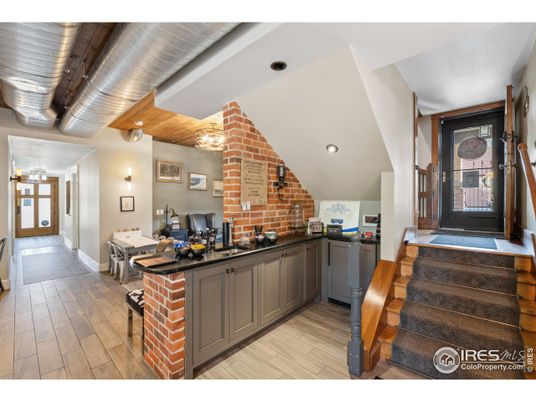 Interior, Kitchen, Recessed Lighting, Stone Walls, Wooden Beams, Wooden Ceilings, Wood Texture Flooring