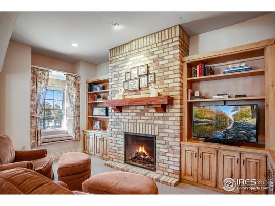 Fireplace, Interior, Living room, Recessed Lighting, Stone Walls