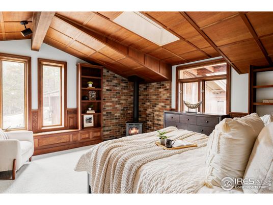 Bedroom, Fireplace, Interior, Stone Walls, Wooden Beams, Wooden Ceilings